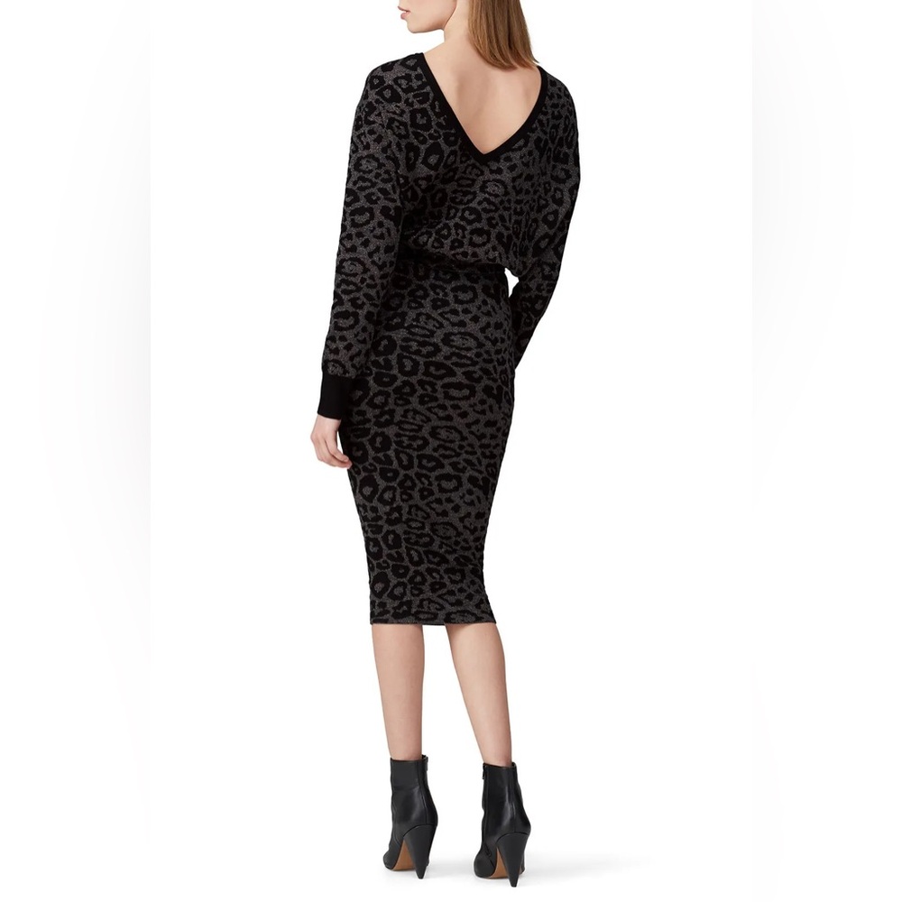 AllSaints Charcoal Gray Roxanne Jacquard Long Sleeve Cheetah Dress